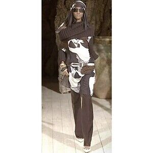 D&G Fall 2002 Runway Sheer Silk Heavy Knit Tunic VTG Sz 40 Rustic Glamour Y2K